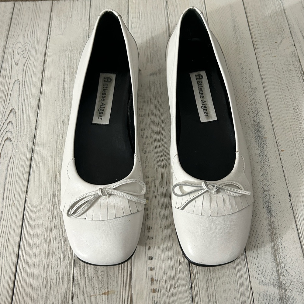 Etienne Aigner Real Leather White Ballet Loafers. Excellent condition!